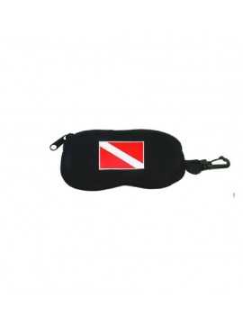 Estuche gafas neopreno con bandera de buceo, color negro