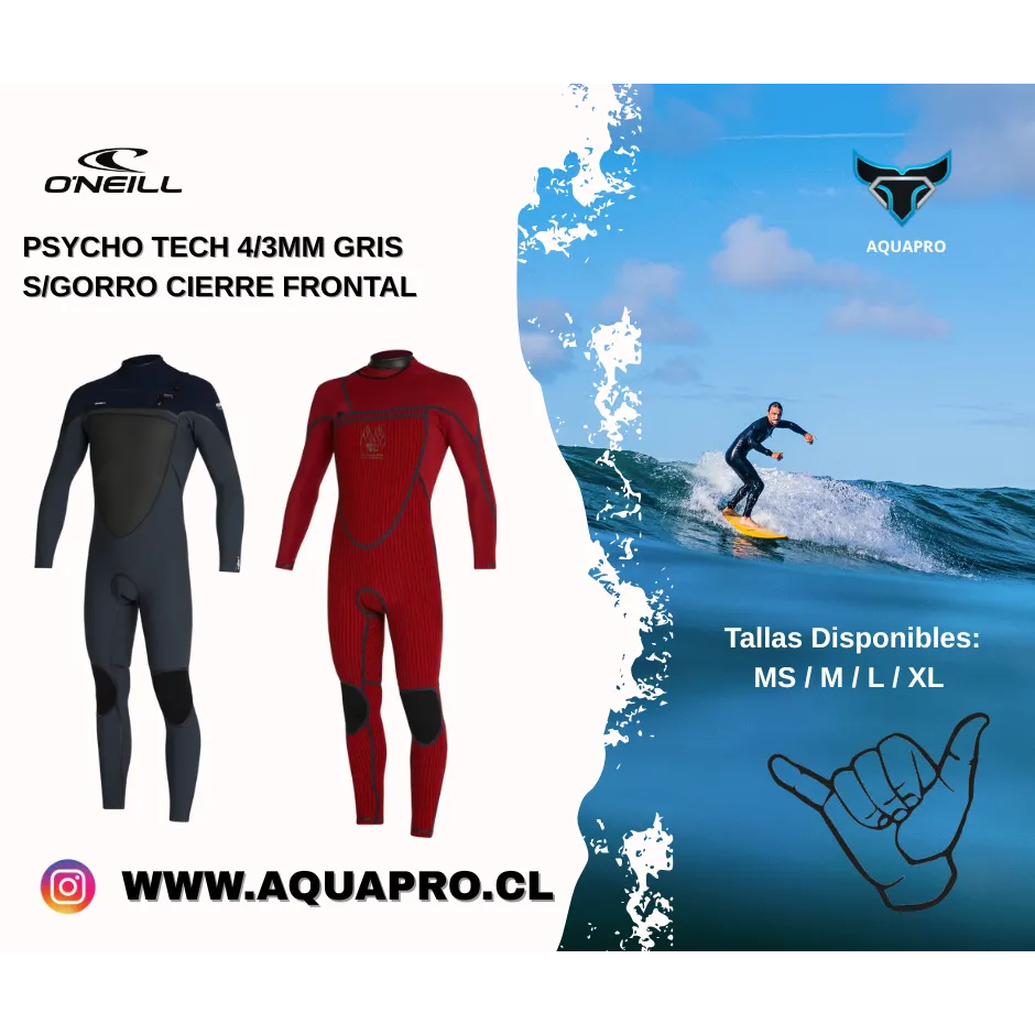 TRAJE HOMBRE PSYCHO TECH 4/3 MM CHEST ZIP ABBYS