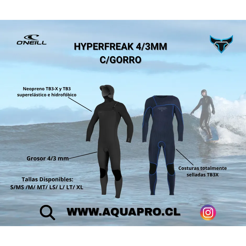 TRAJE HOMBRE HYPERFREAK 4.3MM CHEST ZIP W/HOOD