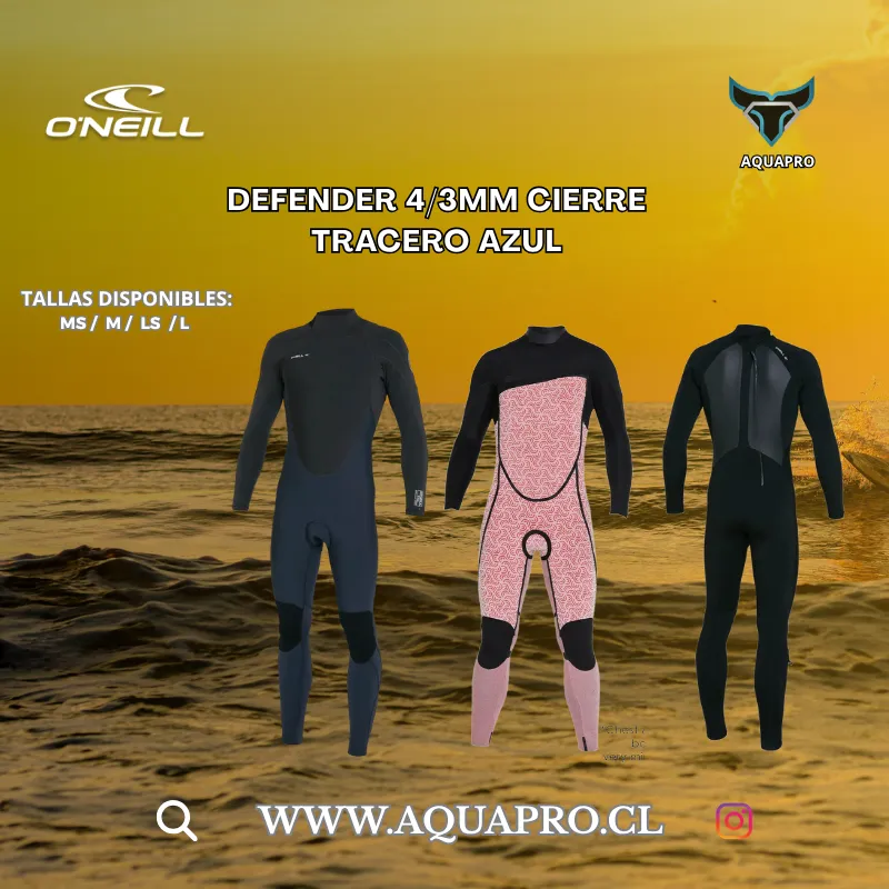 DEFENDER 4/3MM B/ZIP AZUL HOMBRE