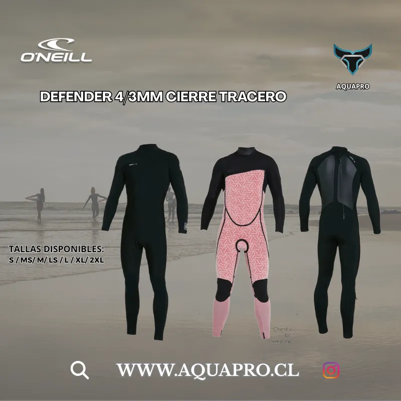 TRAJE DEFENDER 4/3MM B/ZIP NEGRO HOMBRE