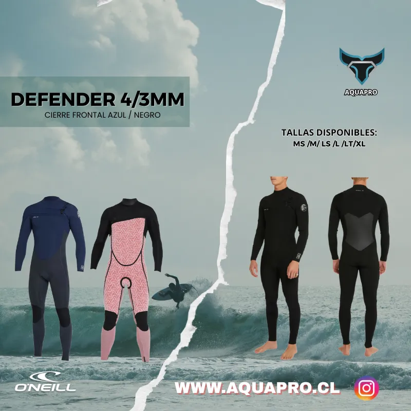 DEFENDER 4/3MM FRONT/ZIP NEGRO HOMBRE